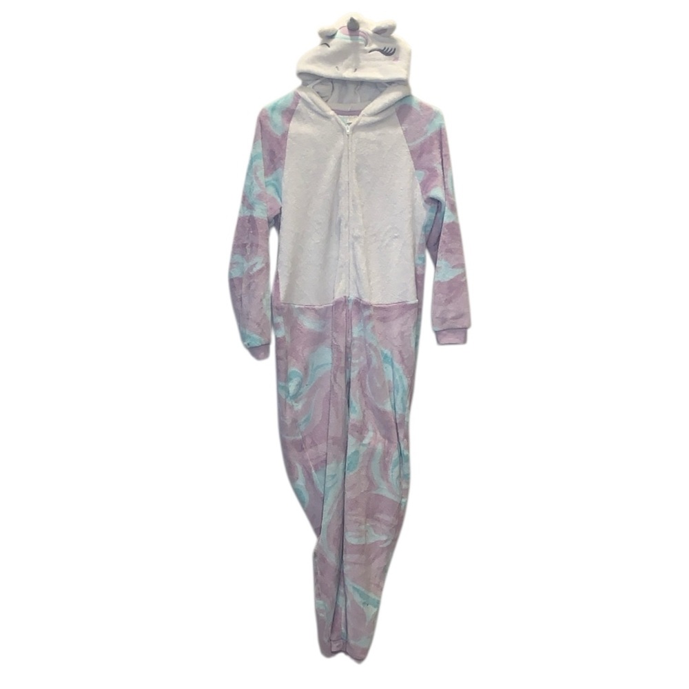 Saint Eve Unicorn One Piece Pajama Onesie Purple and White Girls Large 14/16